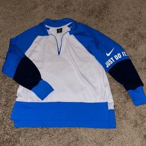 Nike blue, white, black half zip
